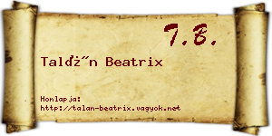 Talán Beatrix névjegykártya